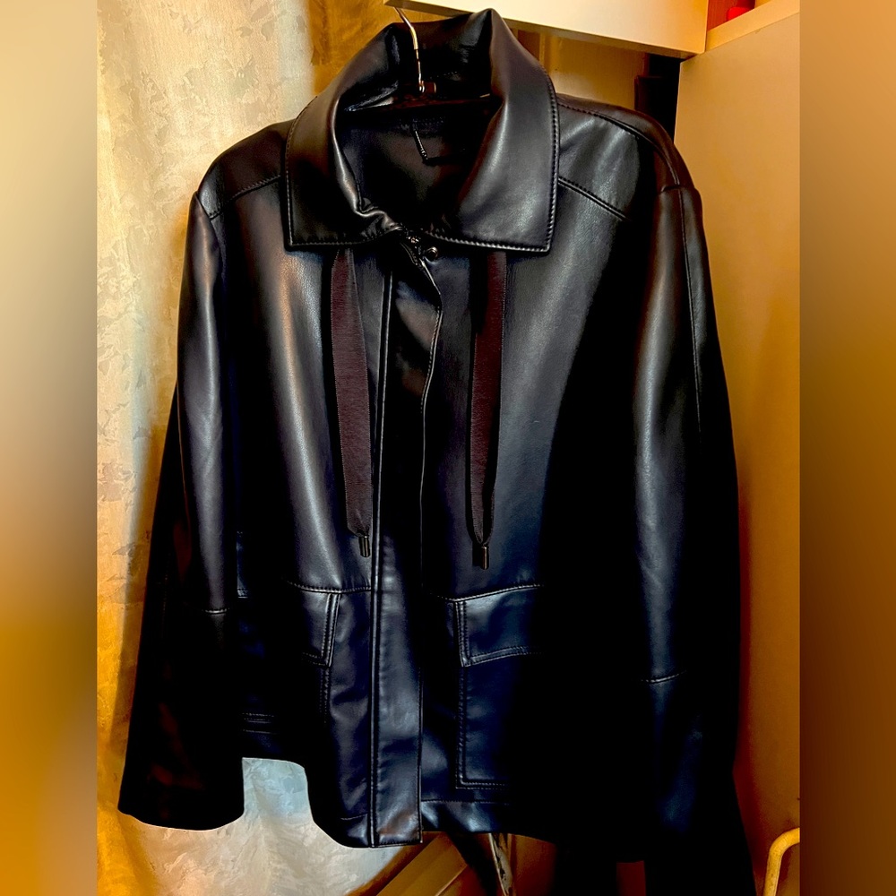 Leather-like Chicos’s zip-up Jacket. Chico’s size 1